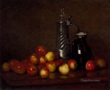 Bail Claude Joseph Painting - Apples With A Tankard And Jug still lifes Joseph Claude Bail